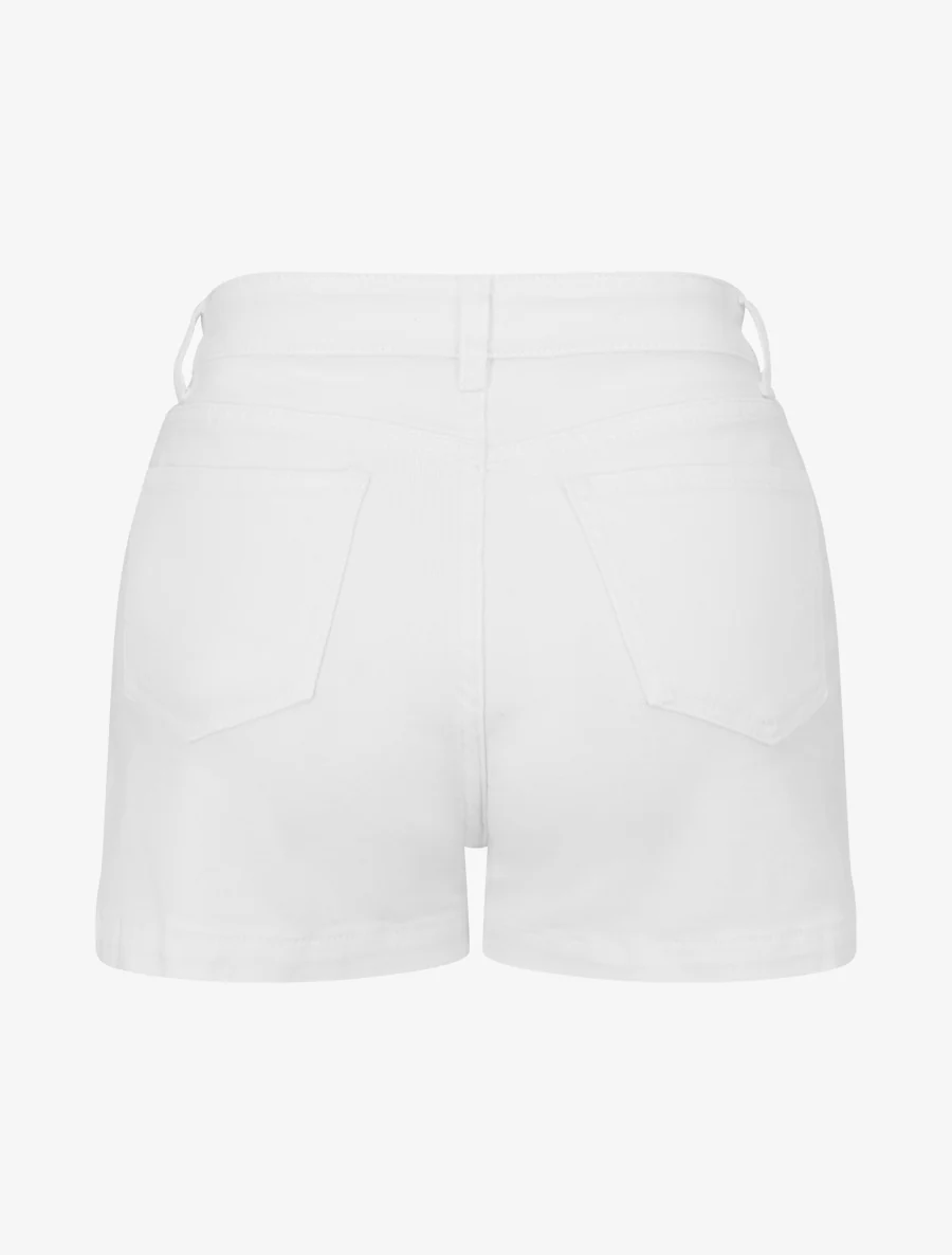 Short en jean taille standard coupe ajustée - Blanc - Image 2