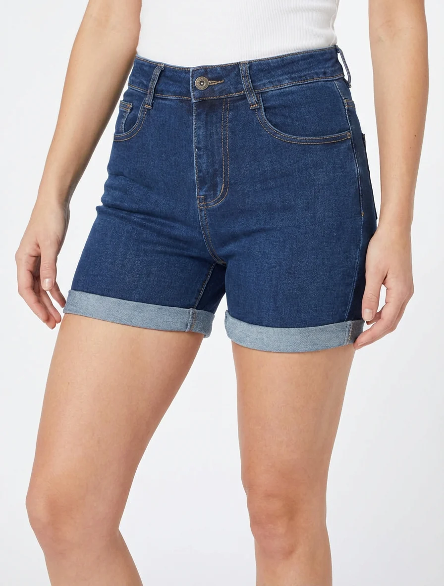 Short en jean taille standard - Bleu - Image 4