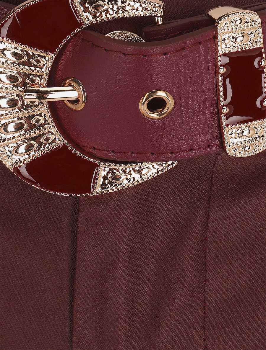 Short en simili à revers - Lie de vin - Image 3