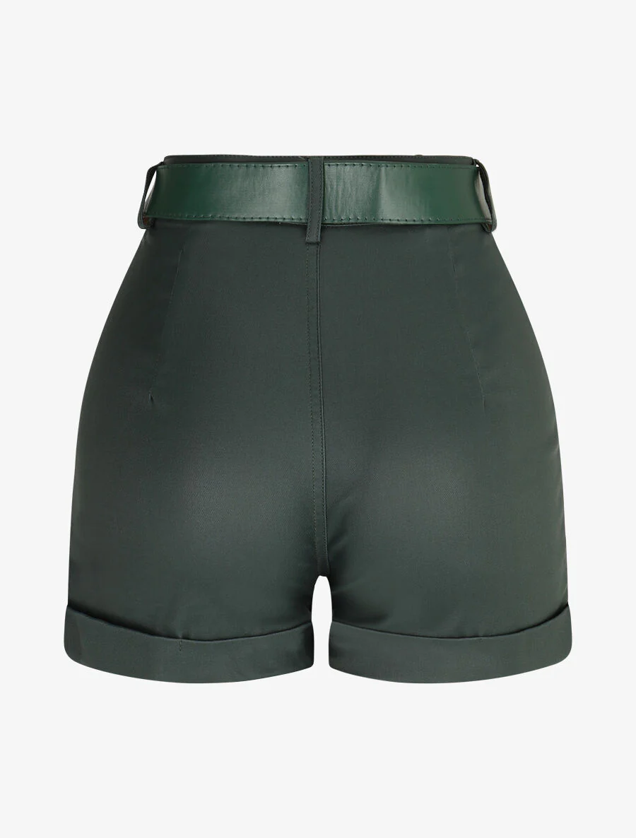 Short en simili à revers - Vert sapin - Image 2