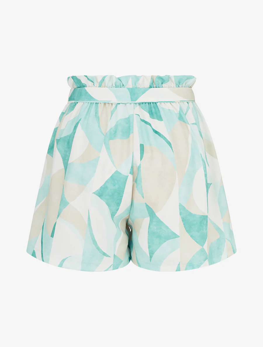 Short évasé imprimé graphique - Turquoise - Image 2