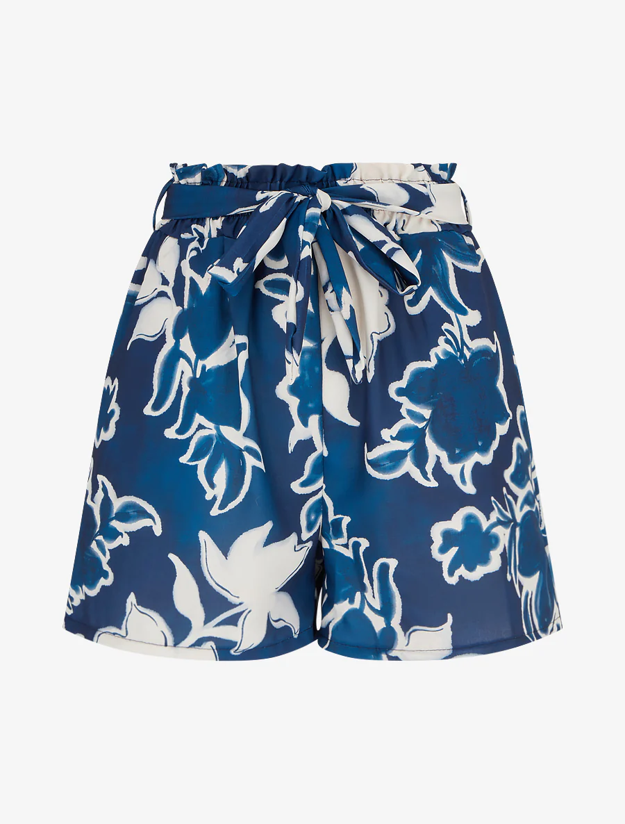 Short fluide à imprimé floral - Marine