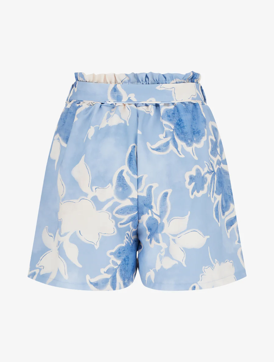 Short fluide à imprimé floral - Bleu ciel - Image 2
