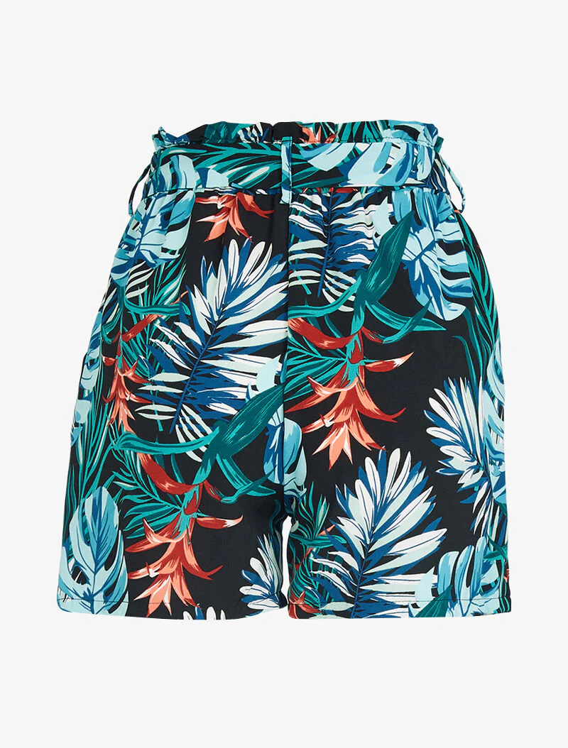 Short fluide à imprimé tropical - noir - Image 2