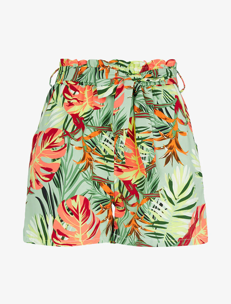Short fluide à imprimé tropical - vert
