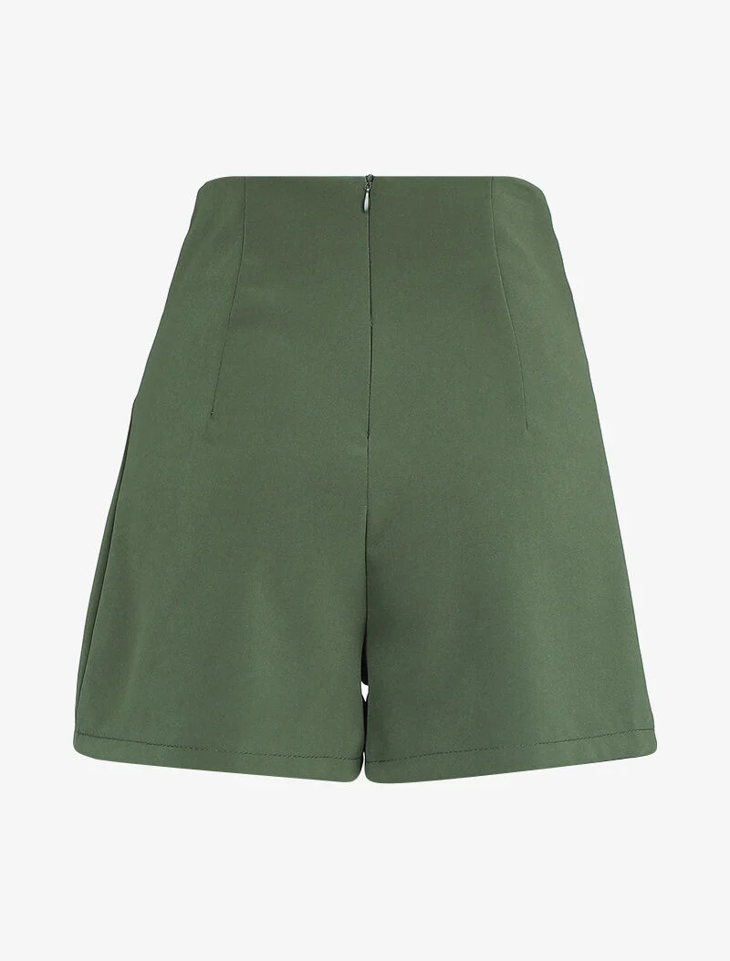 Short fluide à taille empire - Kaki - Image 2