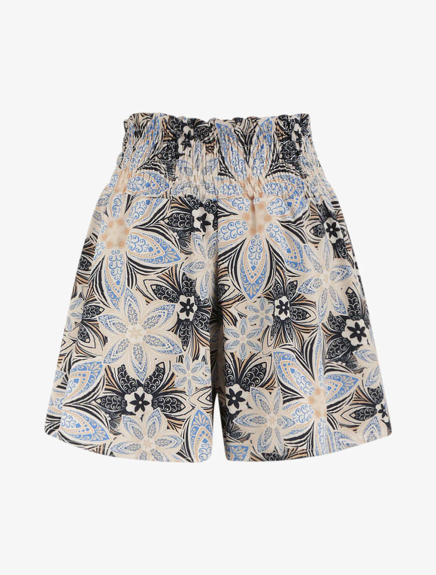 Short fluide évasé à imprimé fleurs stylisées - Marine - Image 2