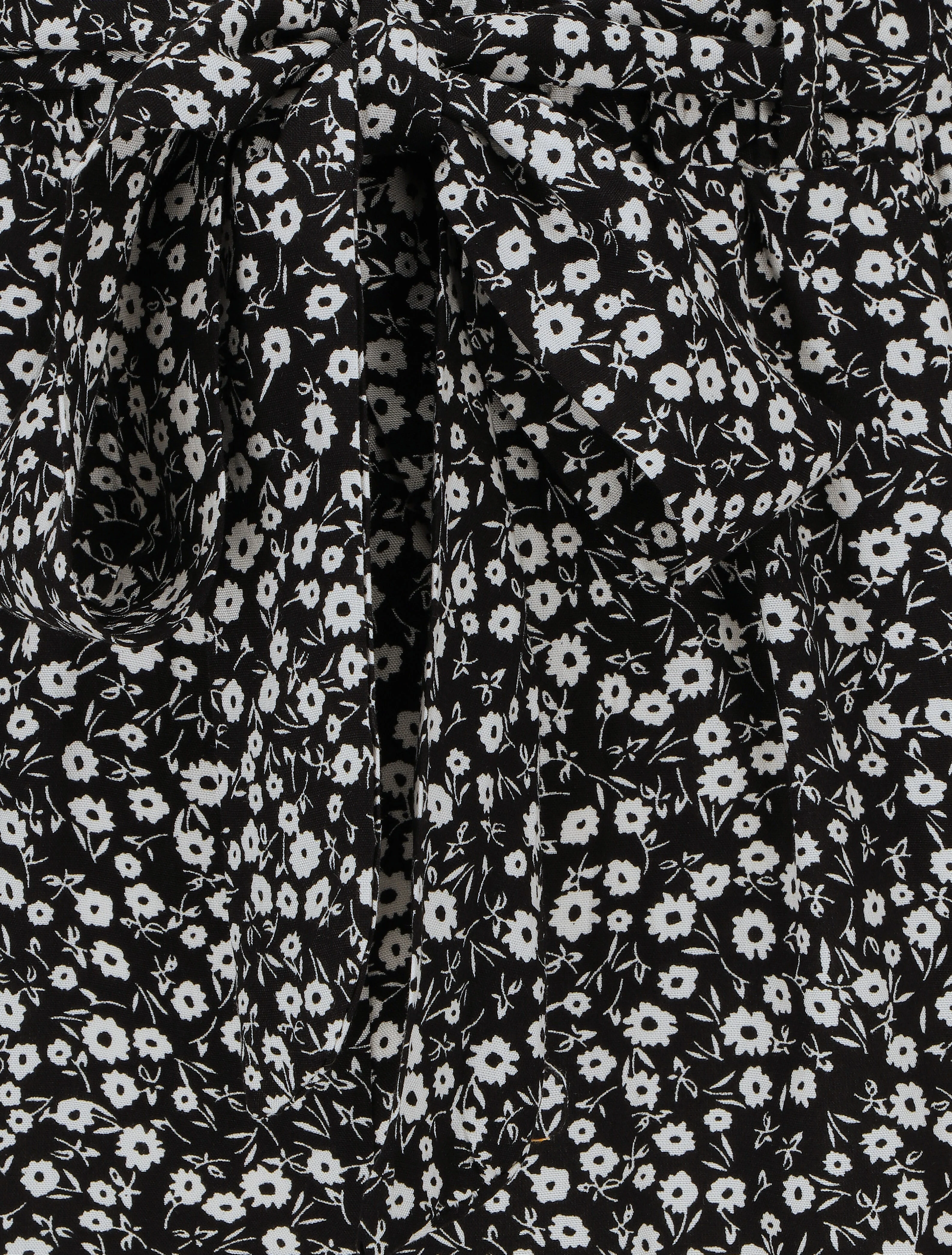 Short fluide imprimé fleuri et ceinturé - Noir - Image 3