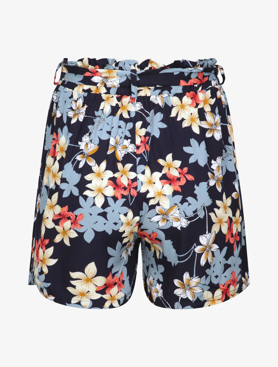 Short fluide motifs fleurs de vanillier - Marine - Image 2