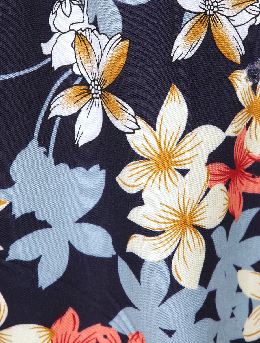 Short fluide motifs fleurs de vanillier - Marine - Image 3