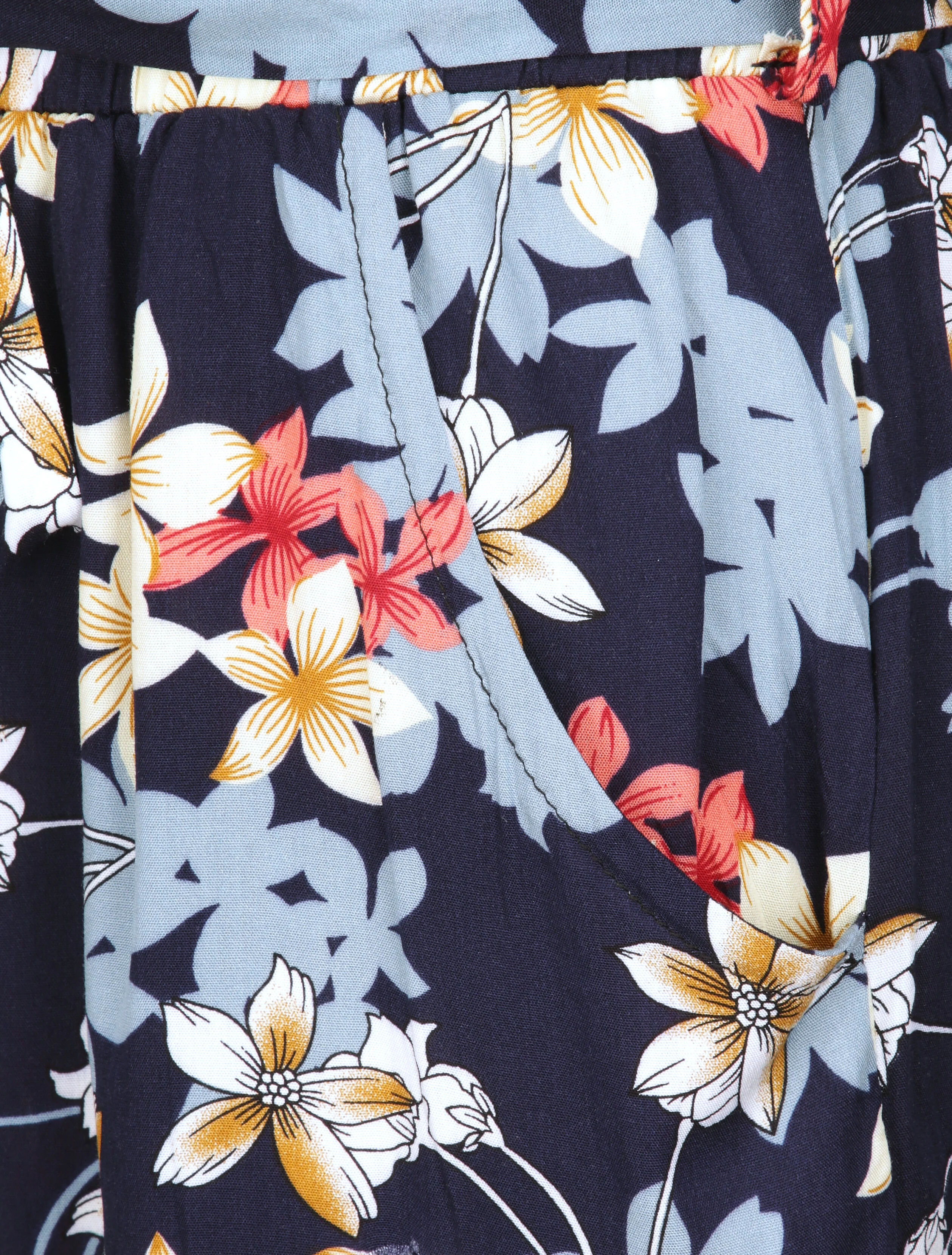 Short fluide motifs fleurs de vanillier - Marine - Image 4