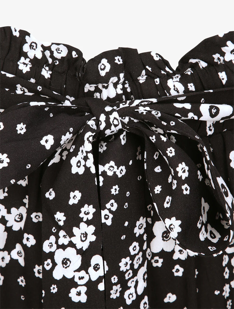 Short fluide motifs marguerites - Noir - Image 3