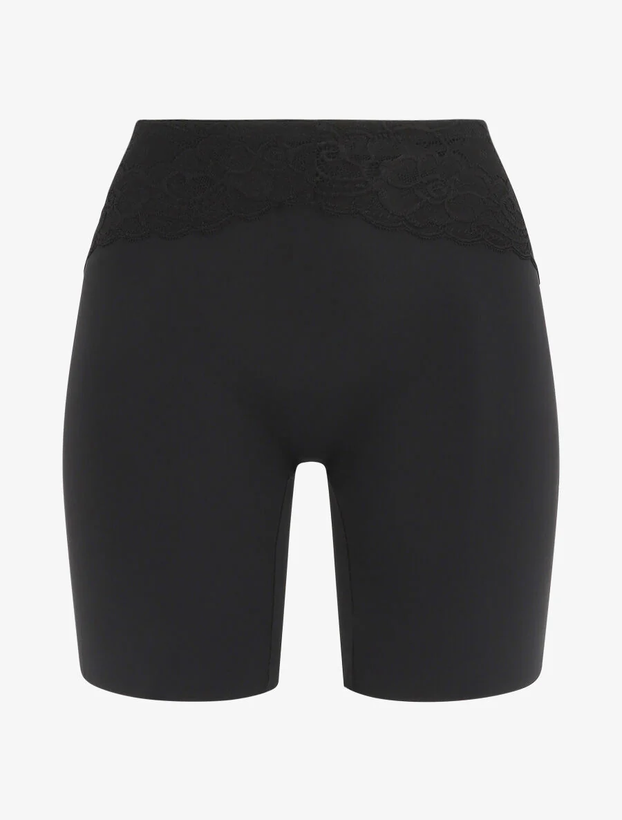 Short gainant taille haute en dentelle - Noir