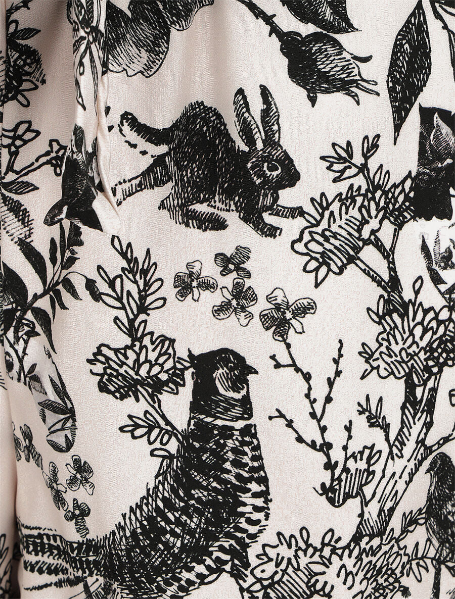 Short imprimé fleuri et animal à revers - Noir - Image 3