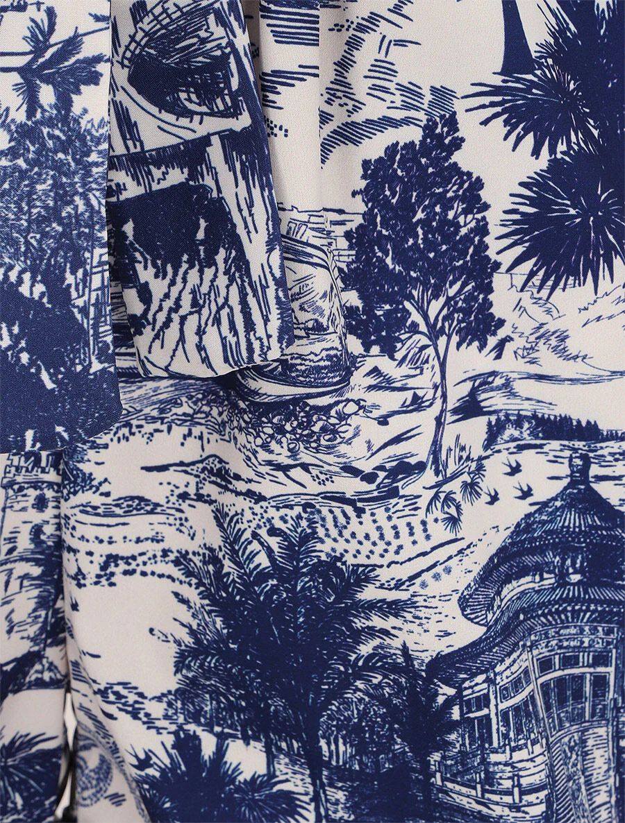 Short imprimé paysage à revers - Bleu - Image 3