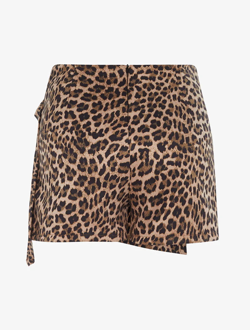 Short jupe à pans en suédine animal - leopard - Image 2