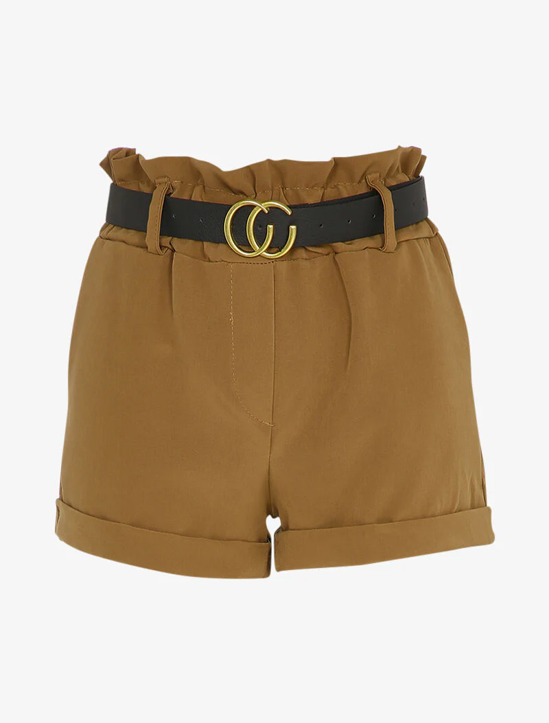 Short paperbag à revers - Camel