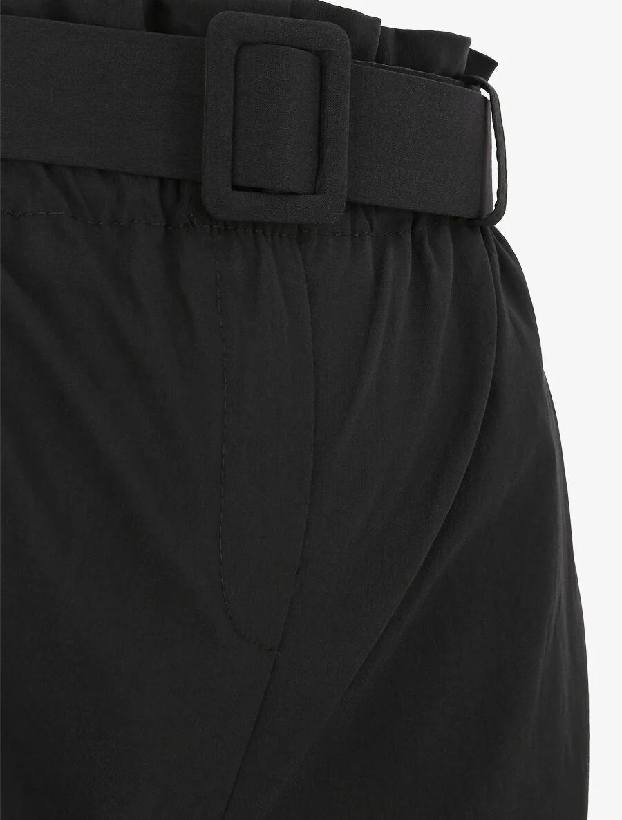 Short paperbag à revers - Noir - Image 3