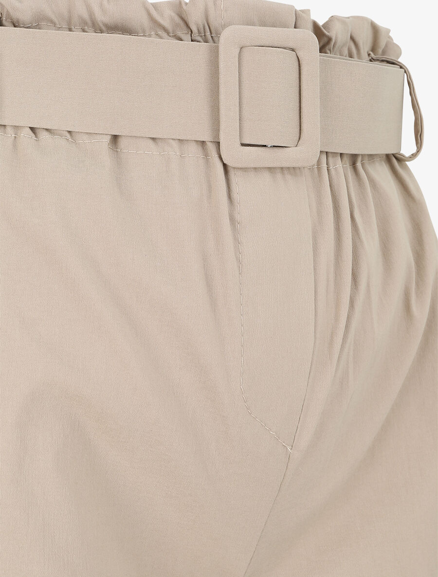 Short paperbag à revers - Beige - Image 3