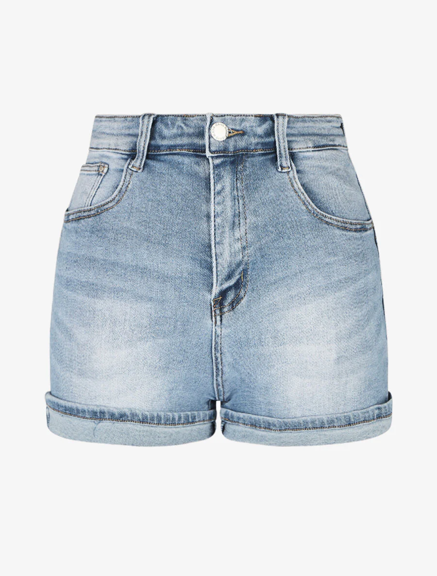 Short push up délavé coupe droite - Bleu