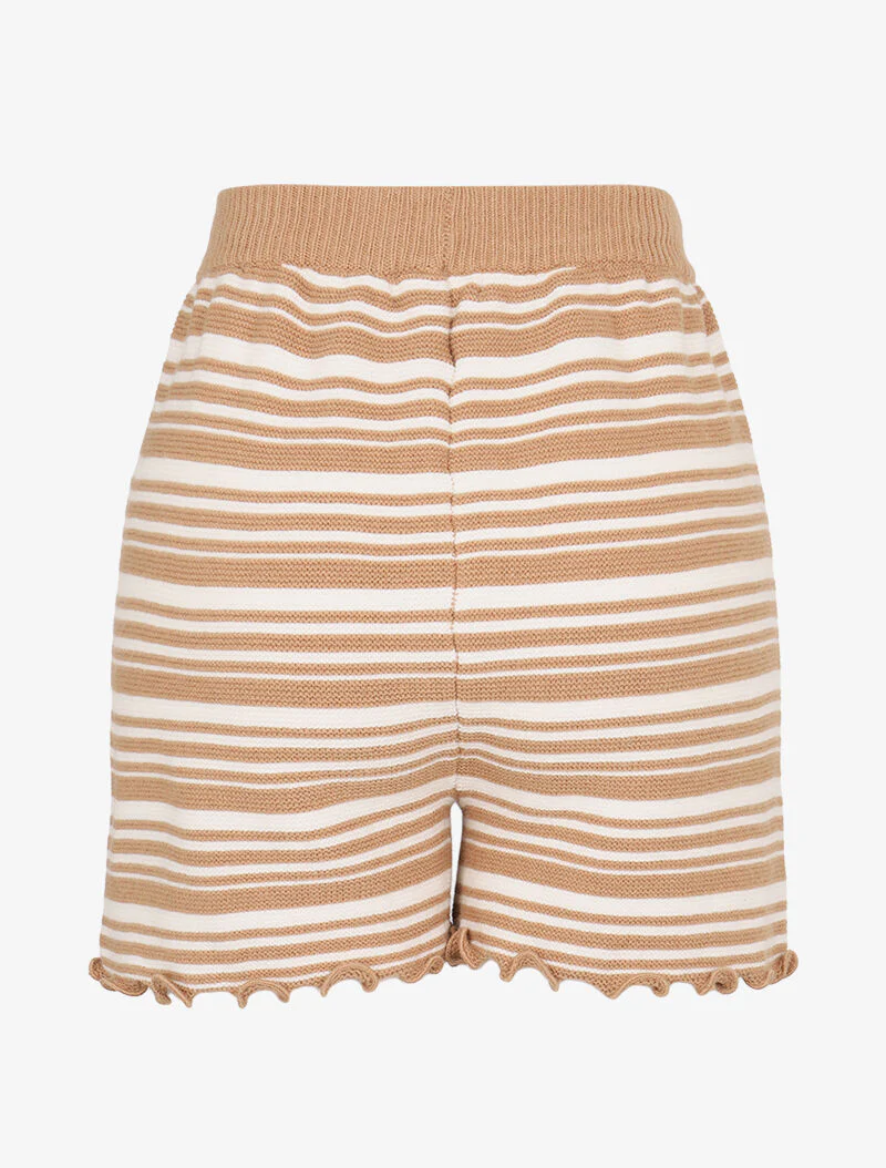 Short rayé en maille - camel - Image 2