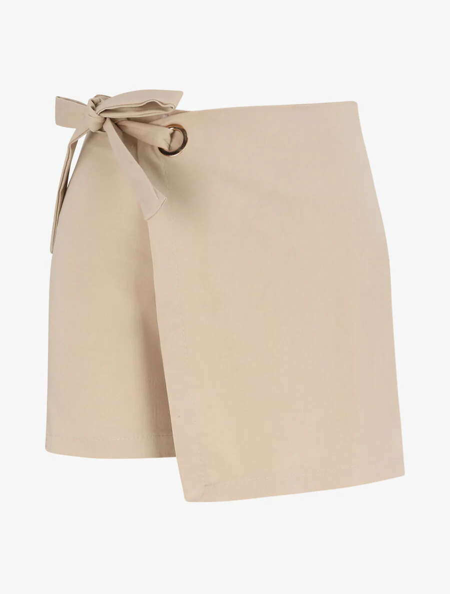 Short style jupe à taille élastiquée - Beige