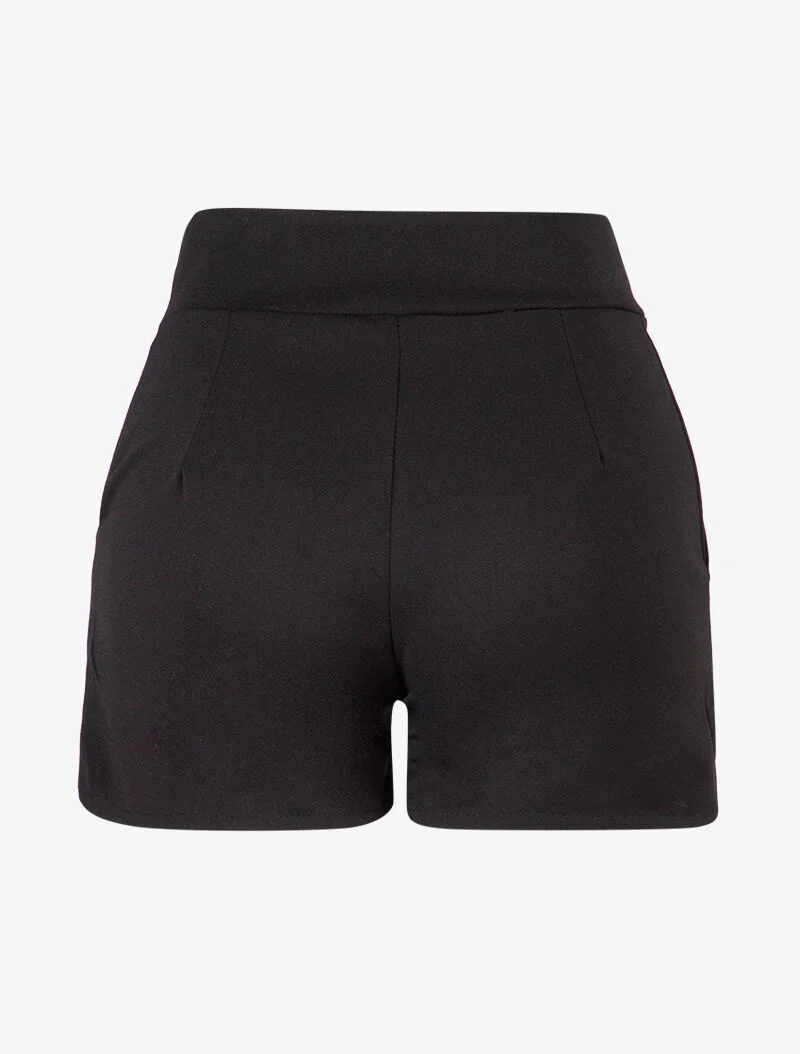 Short taille haute à côtés boutonnés - noir - Image 2