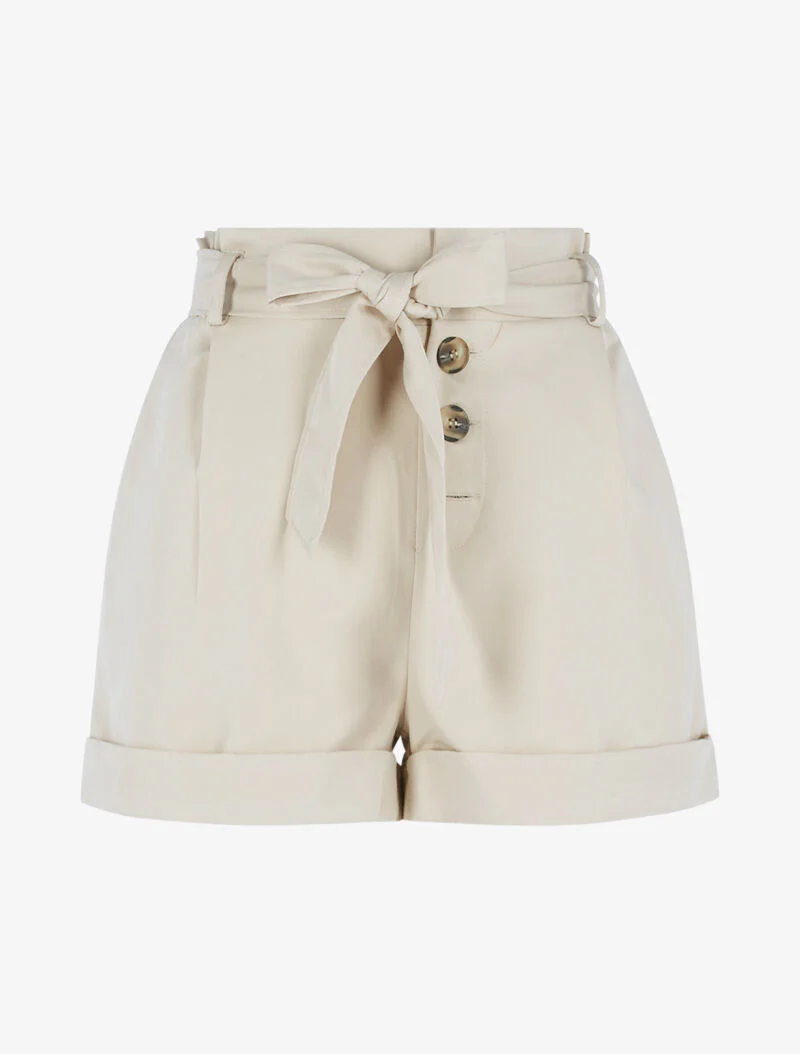 Short taille haute à ourlets - beige - Image 3