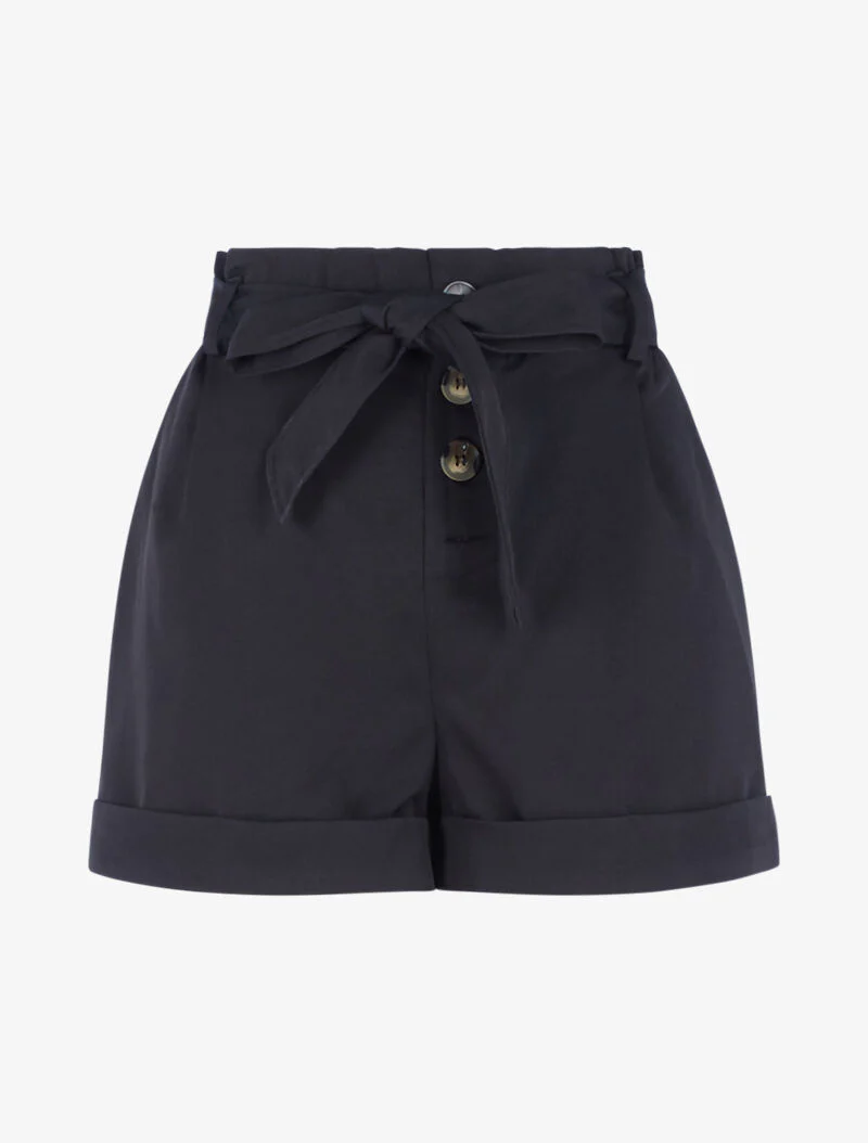 Short taille haute à ourlets - noir