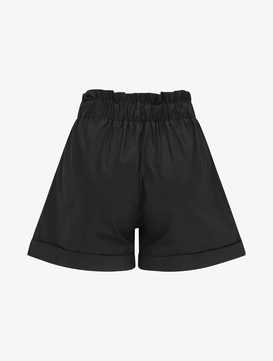 Short taille haute évasé à ourlet - Noir - Image 2