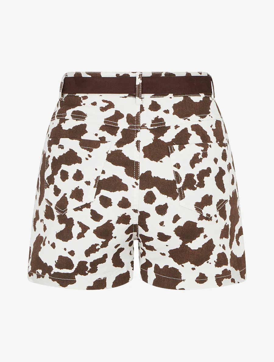 Short taille haute imprimé vache - Chocolat - Image 2