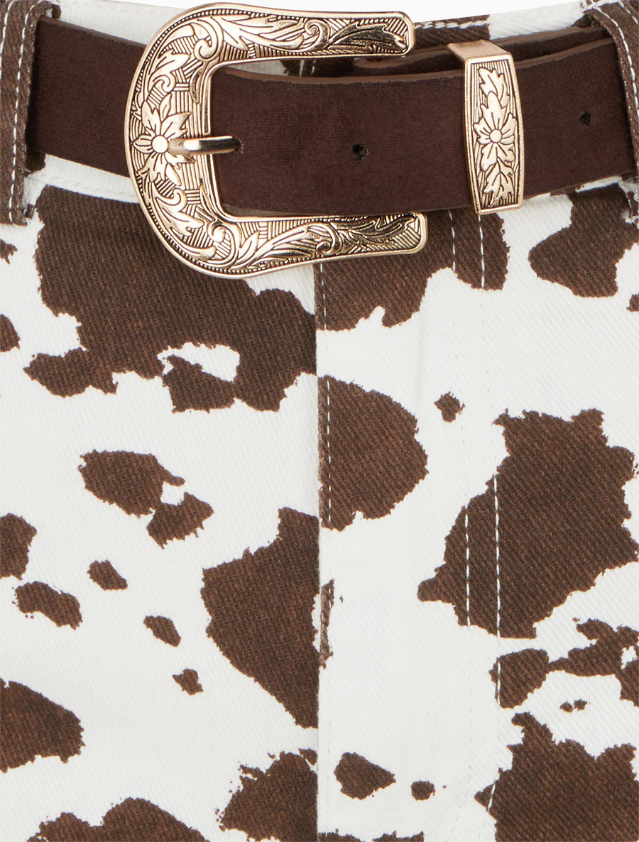 Short taille haute imprimé vache - Chocolat - Image 3