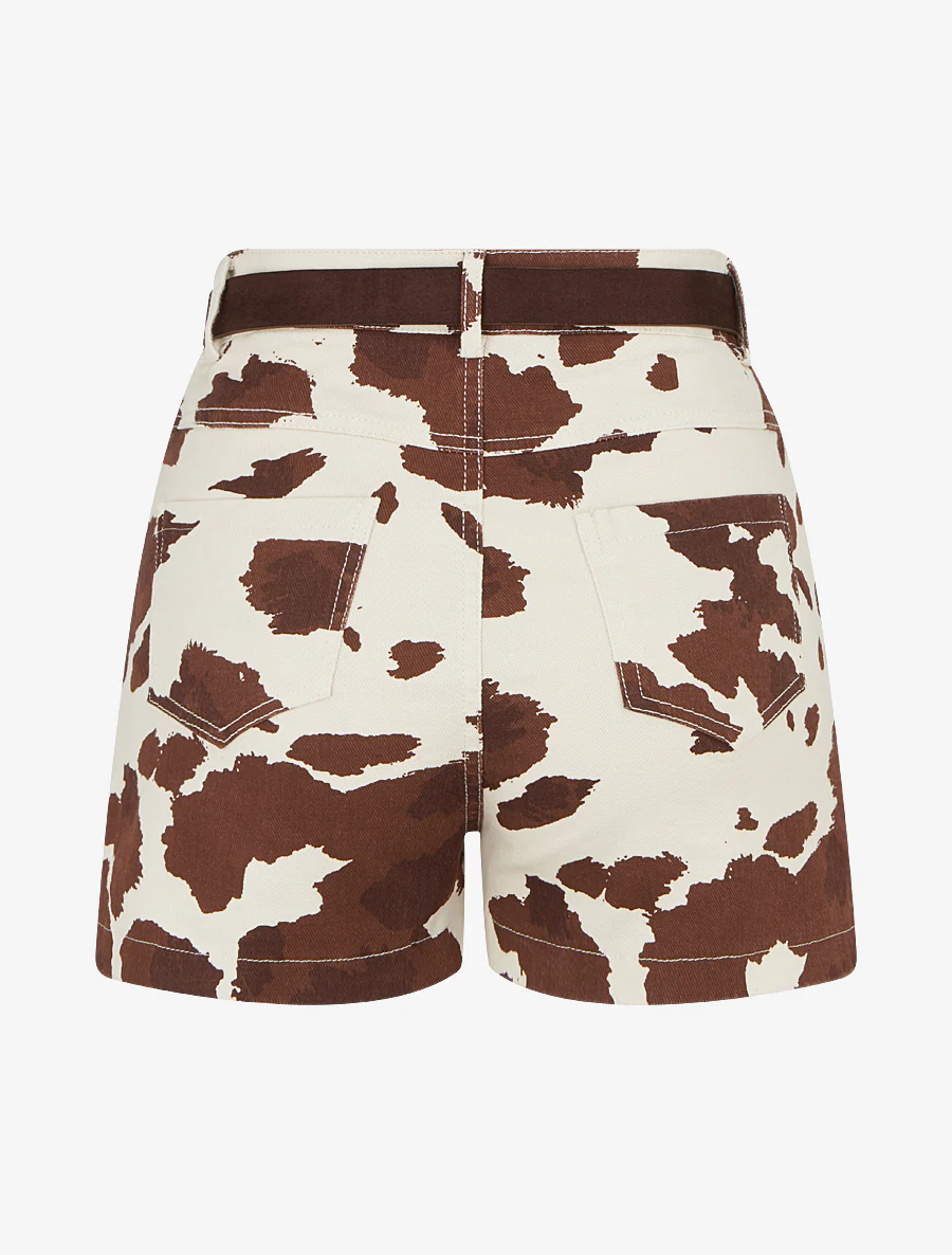 Short taille haute imprimé vache - Beige - Image 2