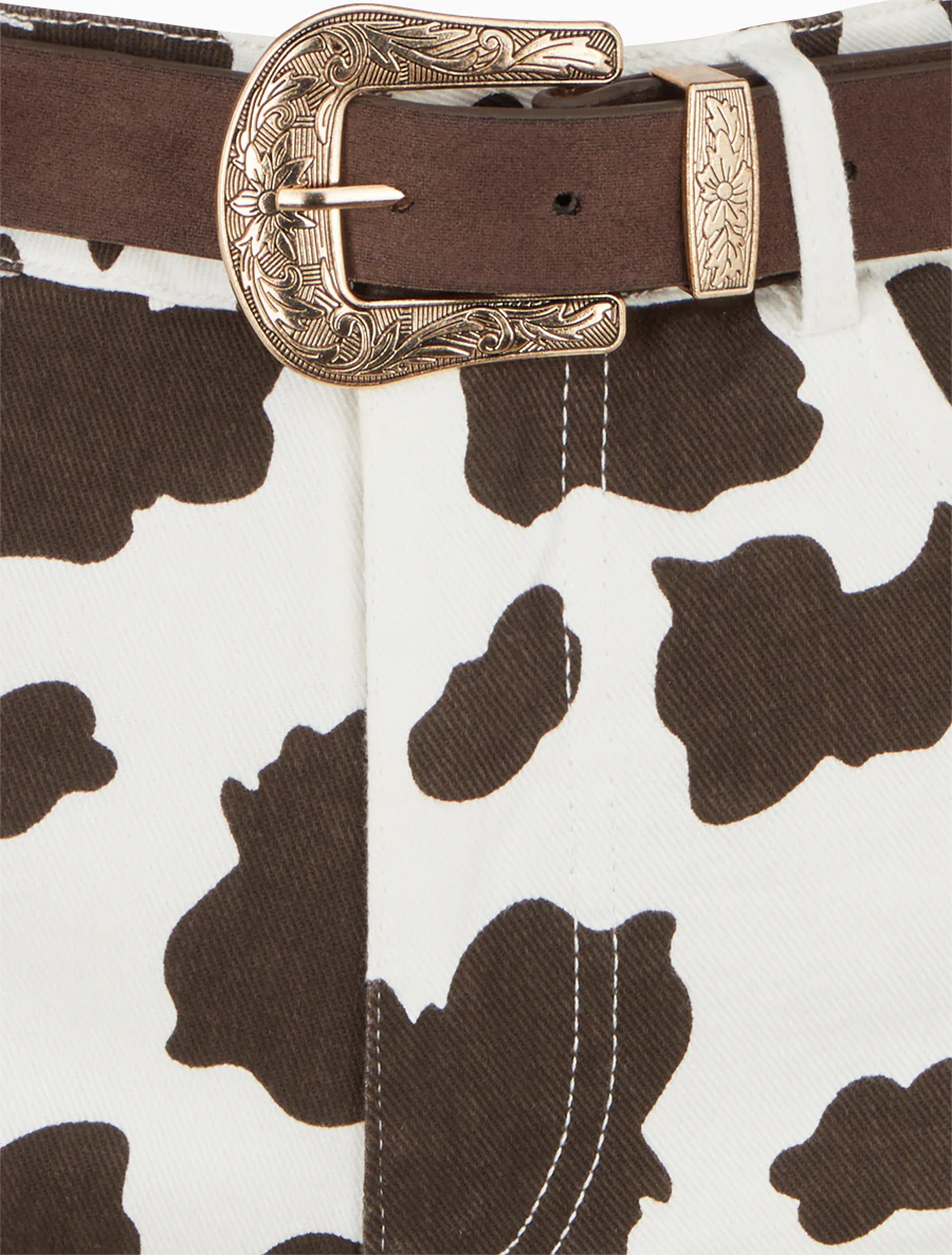 Short taille haute imprimé vache - Marron foncé - Image 3