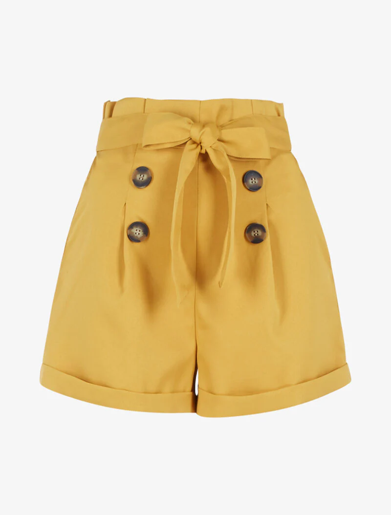 Short taille haute paper bag - moutarde