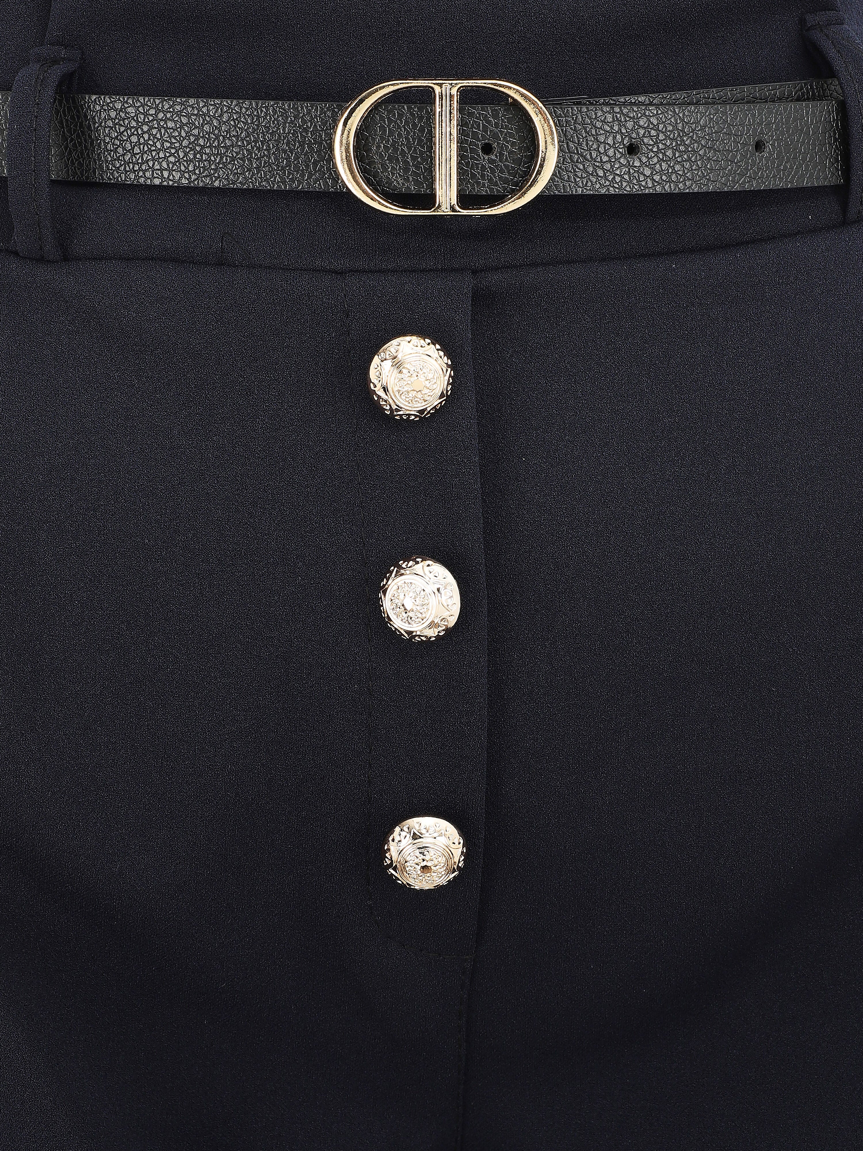 Short trapèze à boutons décoratifs - Marine - Image 3