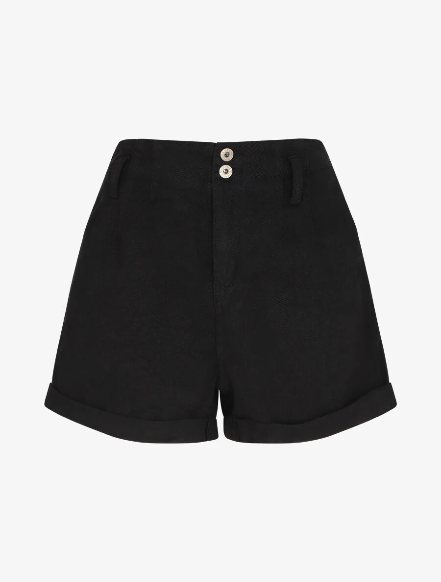 Short trapèze à taille haute - Noir