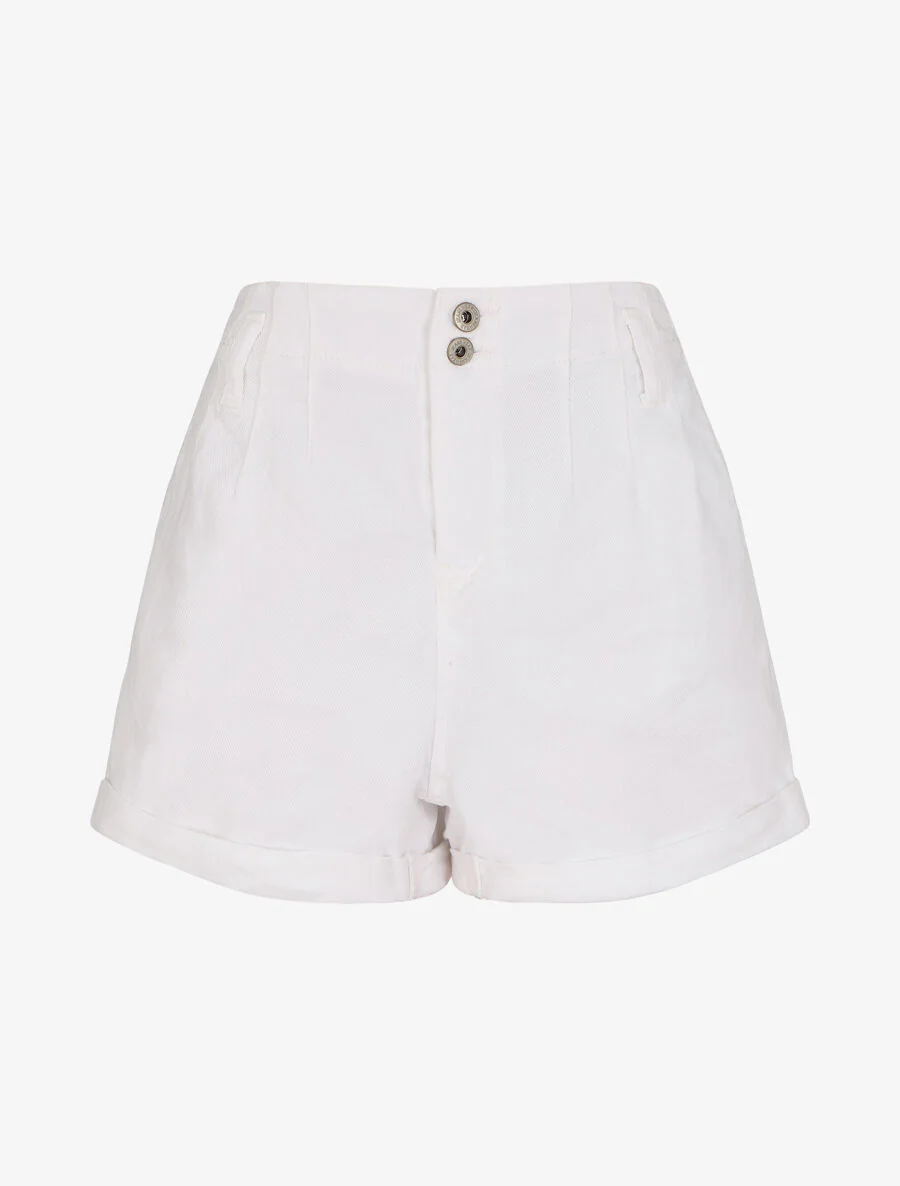 Short trapèze à taille haute - Blanc