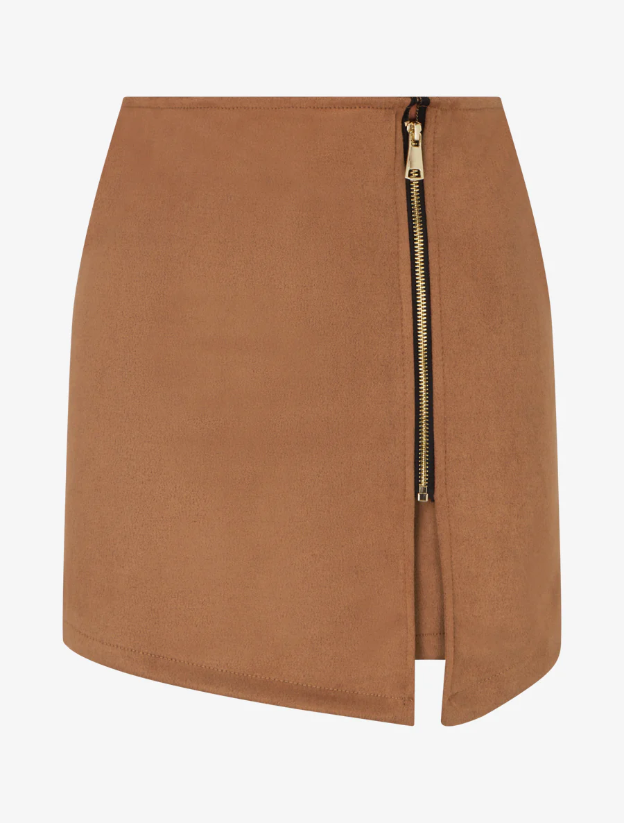 Short trompe-l'oeil en suédine - Camel
