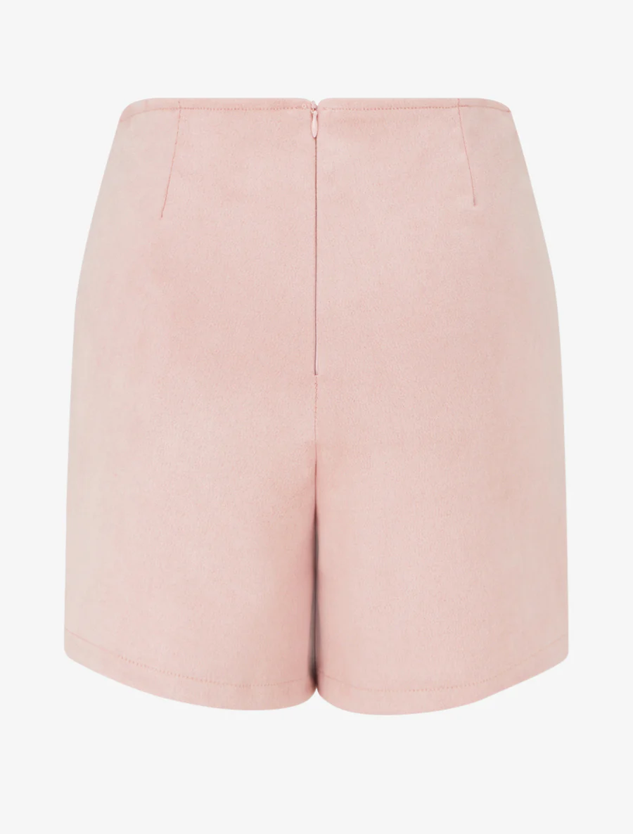 Short trompe-l'oeil en suédine - Rose - Image 2