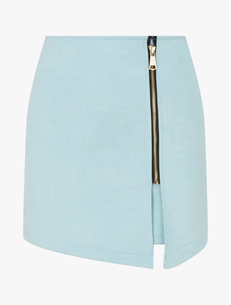 Short trompe-l'oeil en suédine - Turquoise