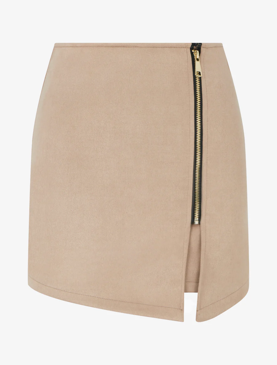 Short trompe-l'oeil en suédine - Beige