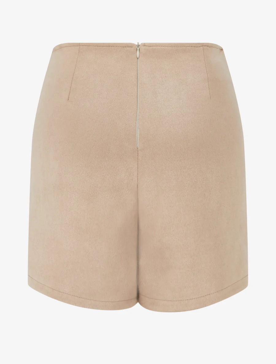 Short trompe-l'oeil en suédine - Beige - Image 2