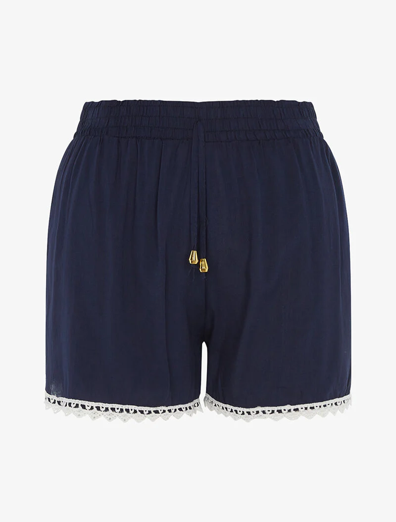 Short uni à bords crochet - marine