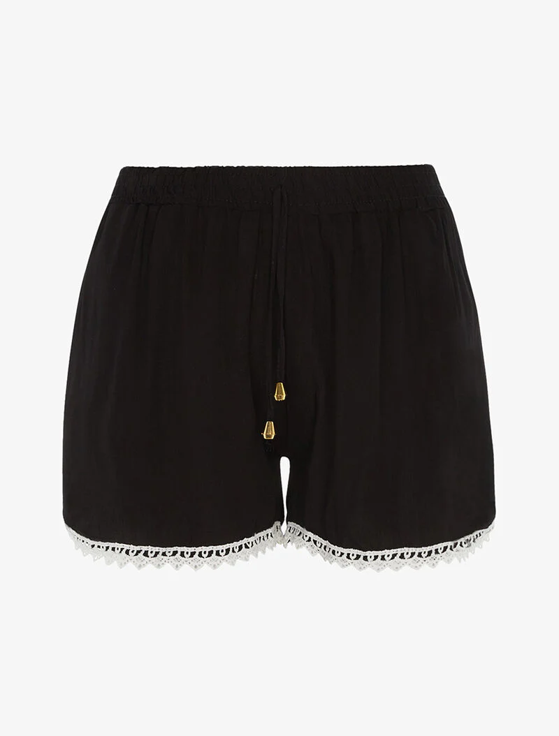 Short uni à bords crochet - noir