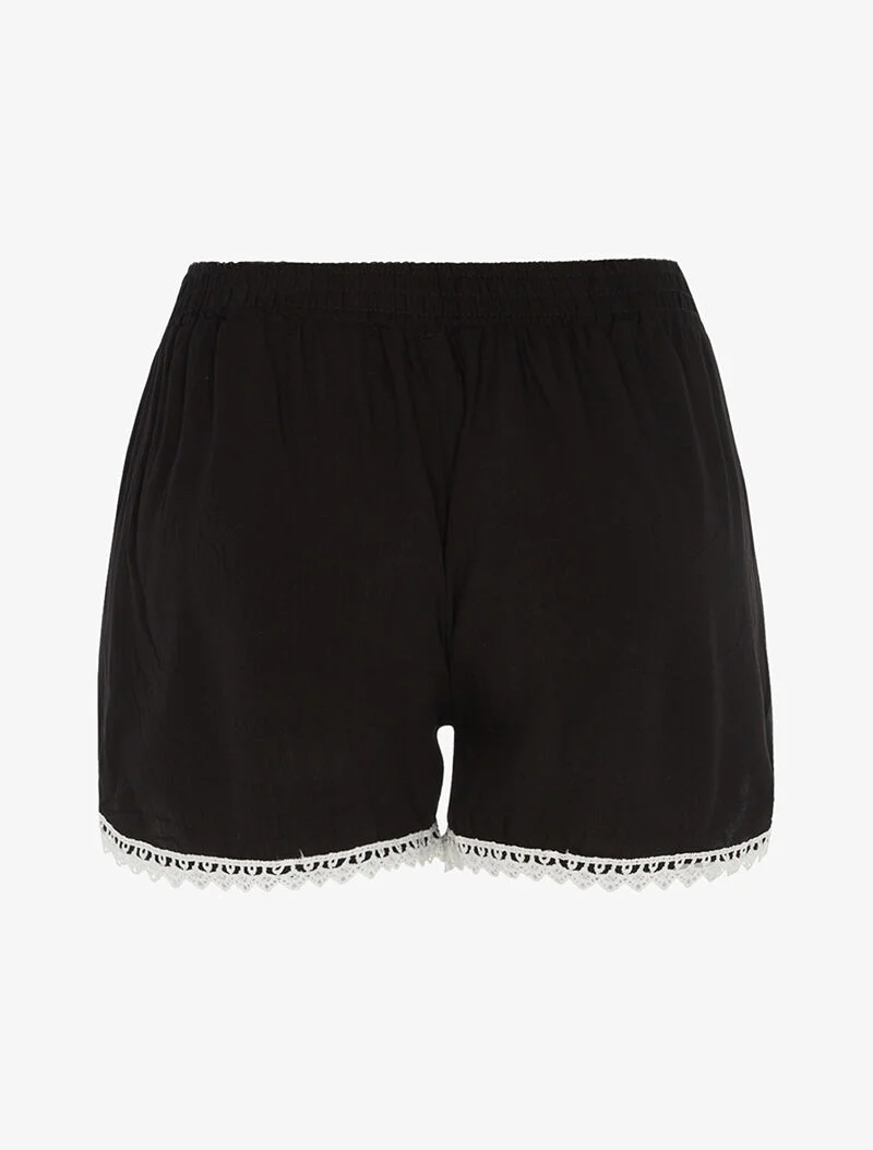 Short uni à bords crochet - noir - Image 2