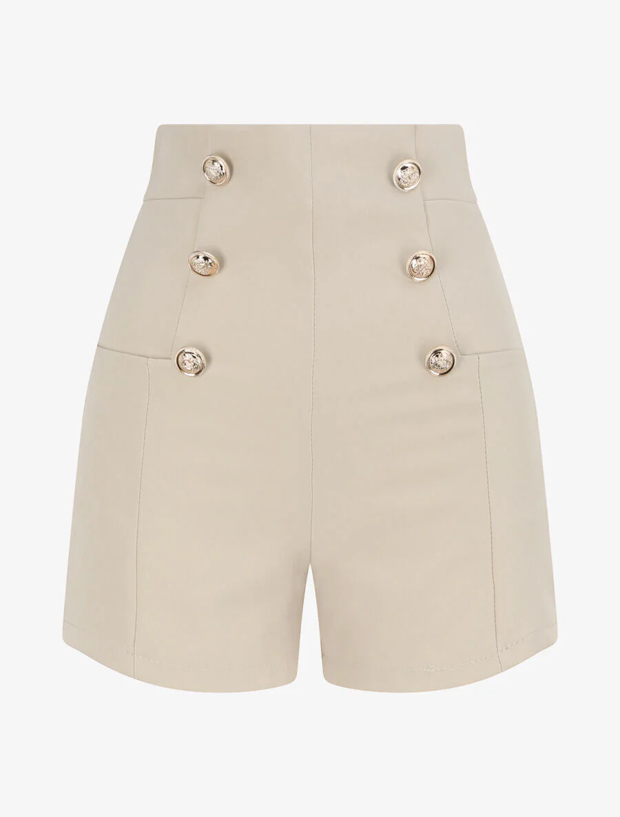 Short uni à boutons stylisés - Beige