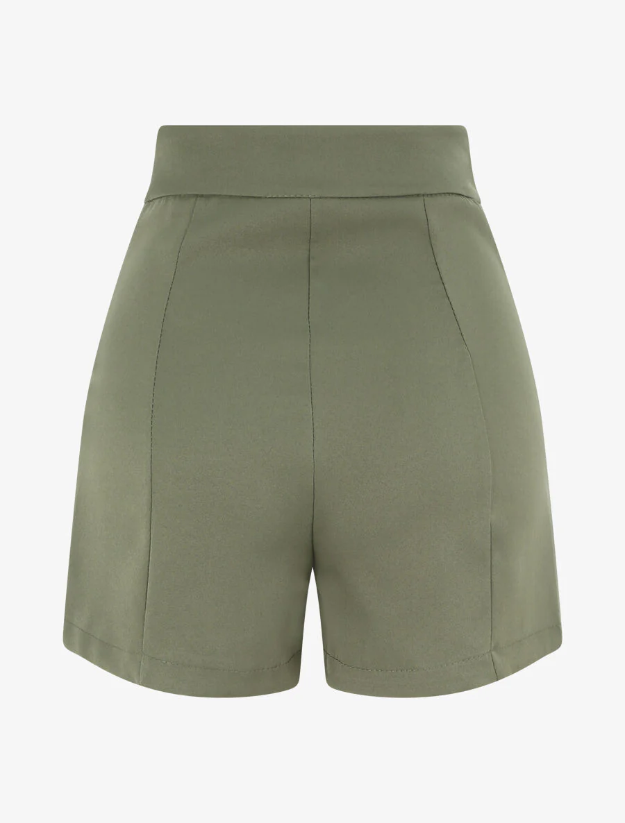 Short uni à boutons stylisés - Kaki - Image 2