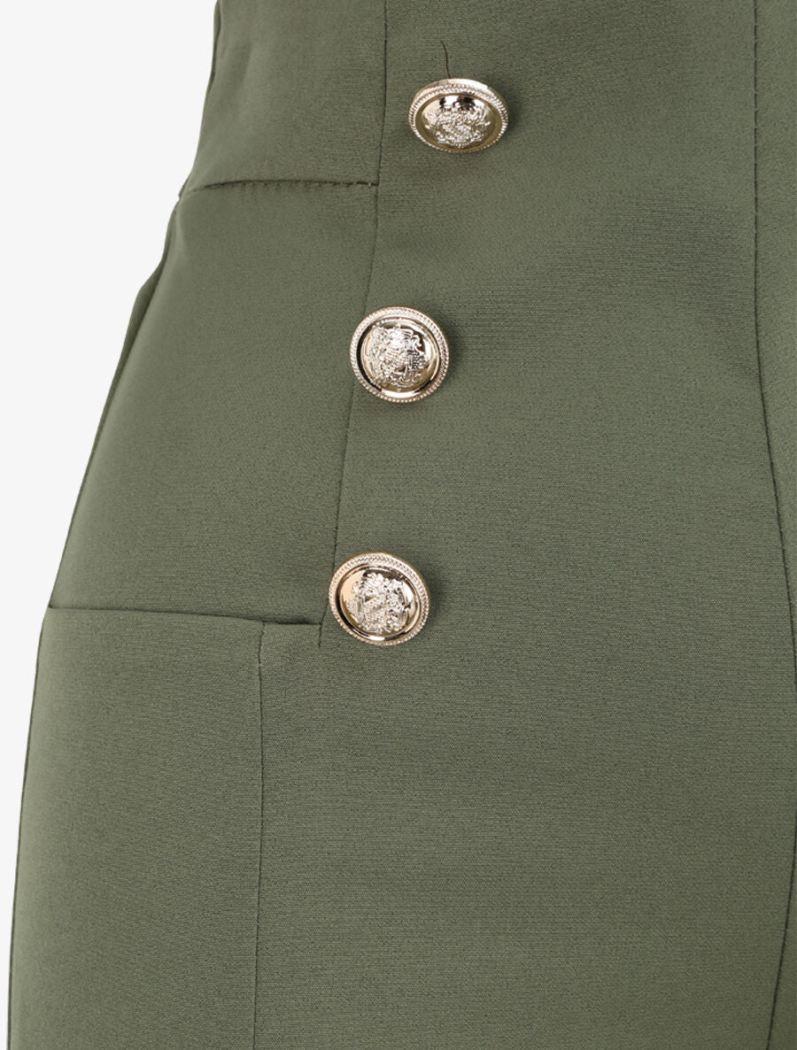 Short uni à boutons stylisés - Kaki - Image 3