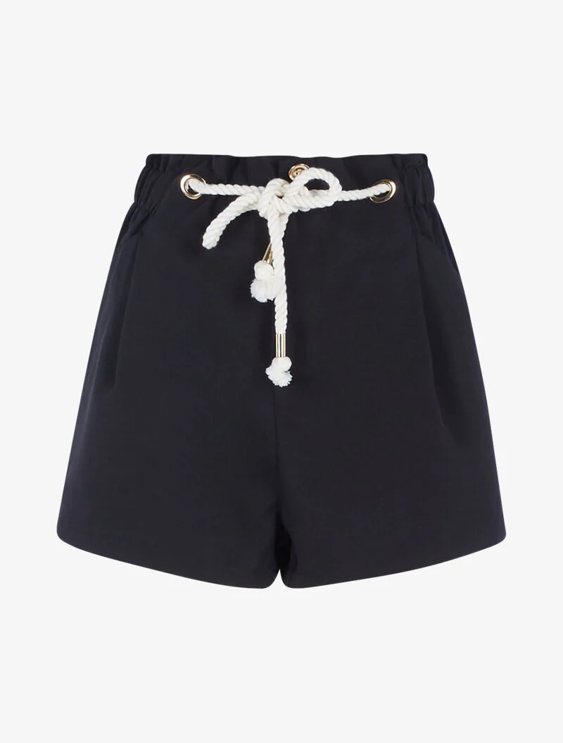 Short uni à cordon décoratif - noir
